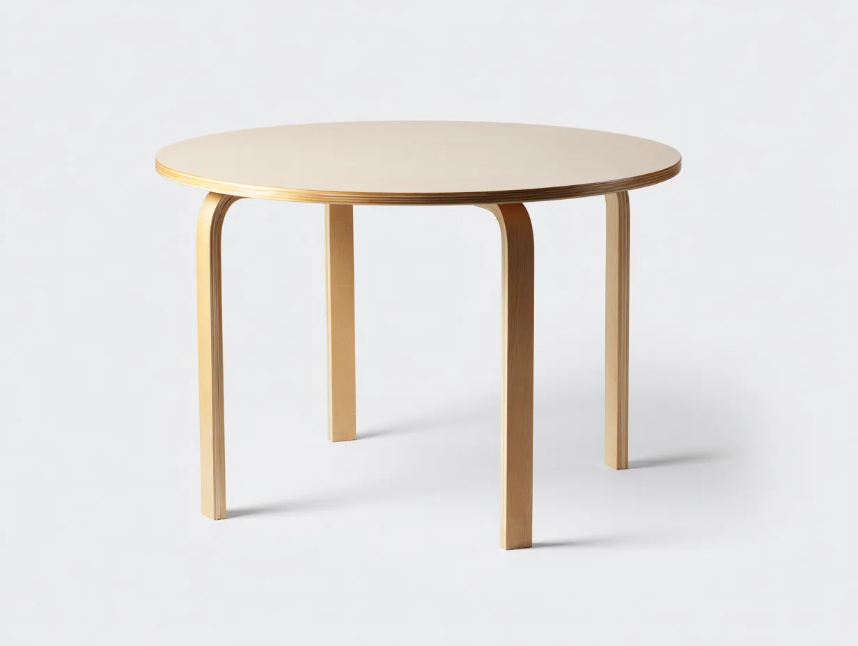 Mesa de Comedor redonda madera natural 130x130x75 cm - patas cruzadas roble claro - diseño moderno escandinavo-Lorironest