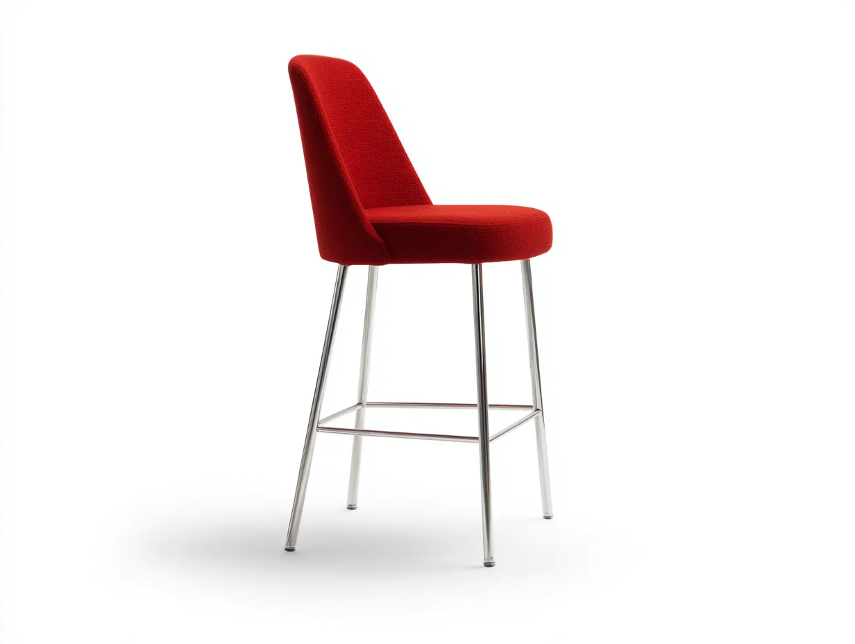 Silla de Comedor tapizada rojo cromado 48x50x83 cm - rojo y cromo - uso en Comedor terraza estilo moderno-Lorironest