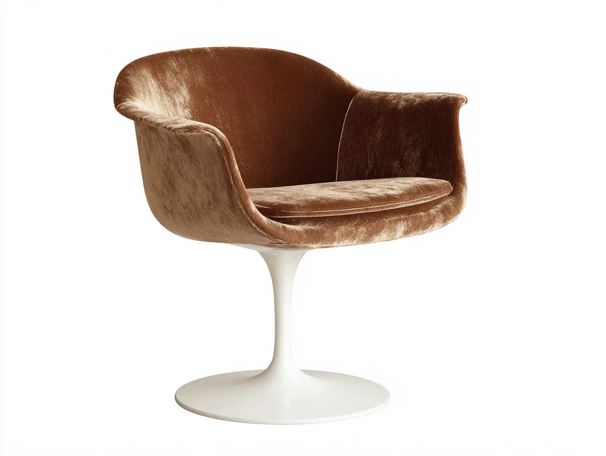 Silla tapizada giratoria 80x77x83 cm - cobrizo y blanco - pedestal moderno para salón-Lorironest