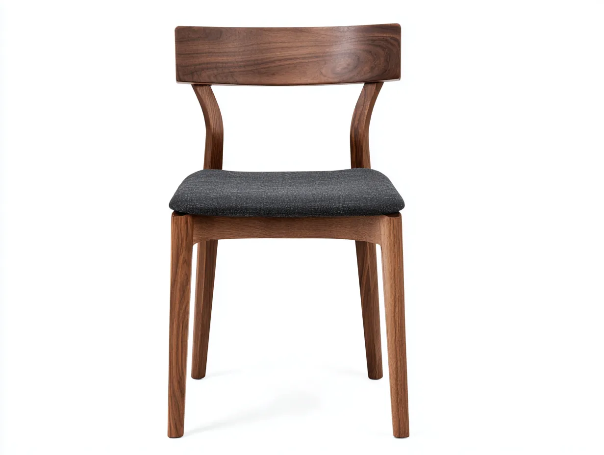 Silla de Comedor madera nogal 52x48x78 cm - marrón nogal y gris oscuro - uso exterior terraza estilo natural-Lorironest