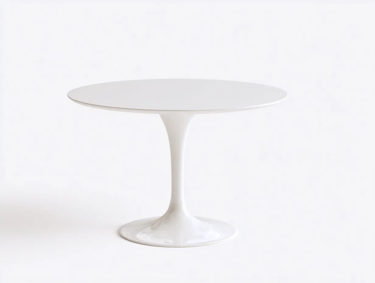 Mesa de Comedor redonda blanca 120x120x75 cm - base pedestal blanca elegante - estilo minimalista moderno-Lorironest