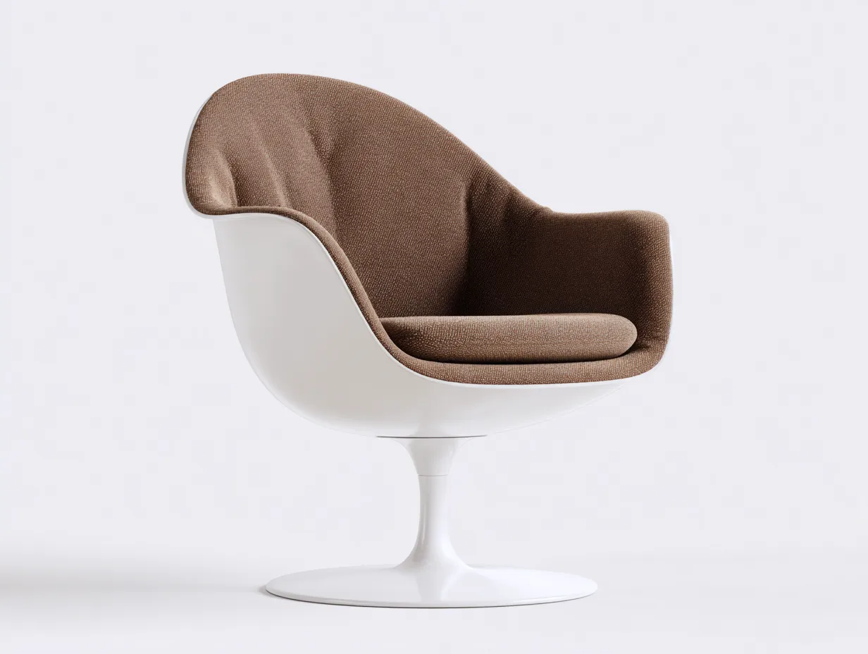 Silla de tejido 78x75x83 cm - marrón y blanco - base giratoria para salón-Lorironest