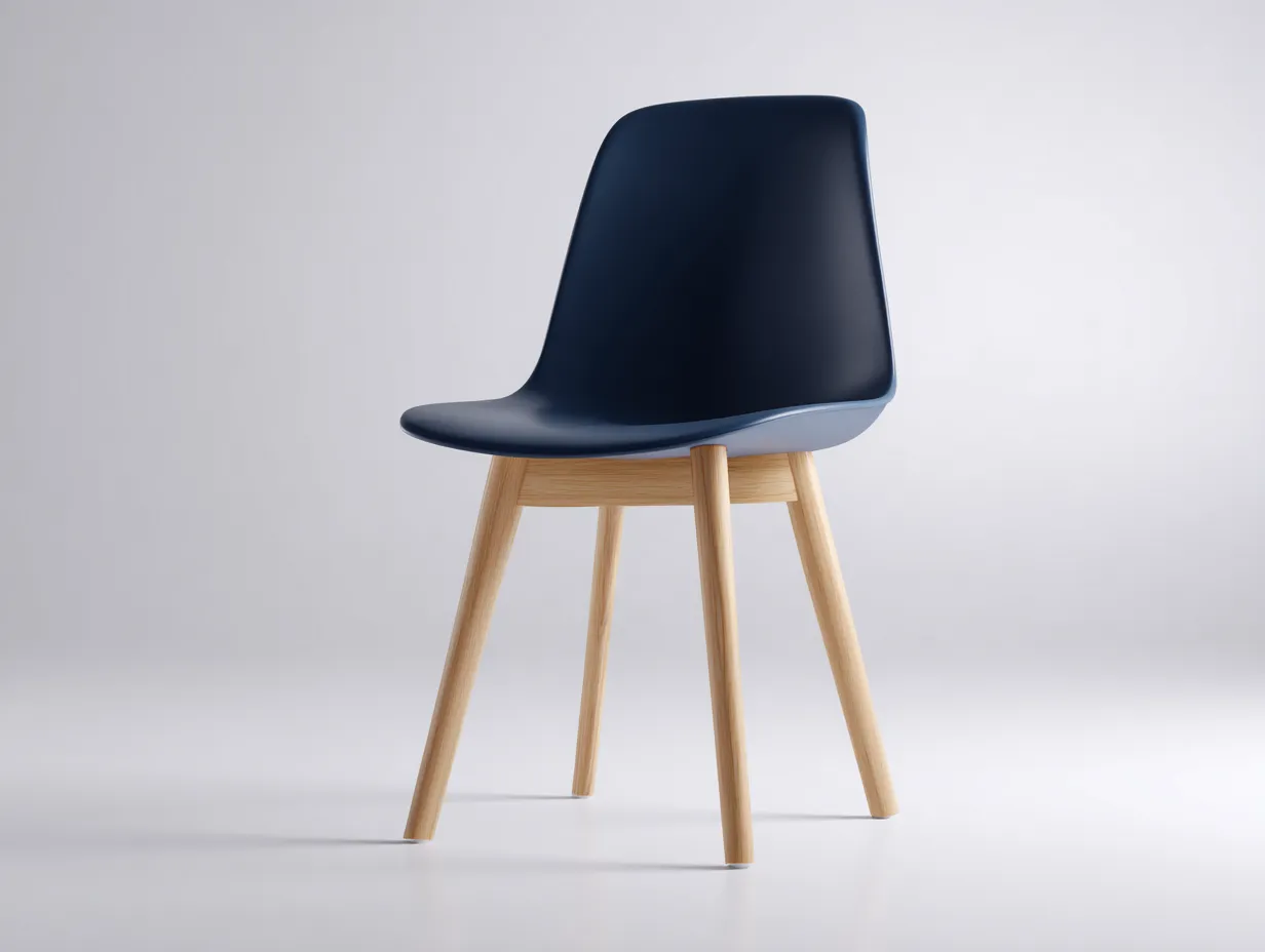 Silla de Comedor plástico madera 49x50x81 cm - azul oscuro y madera natural - exterior terraza diseño minimalista-Lorironest