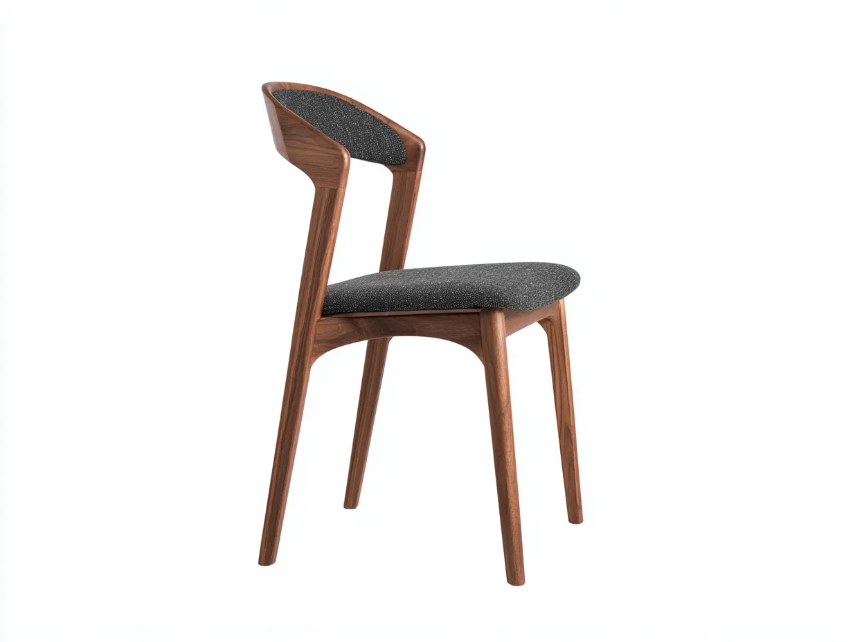 Silla de Comedor madera nogal tapizada gris 54x54x79 cm - nogal y gris claro - uso terraza exterior estilo elegante-Lorironest
