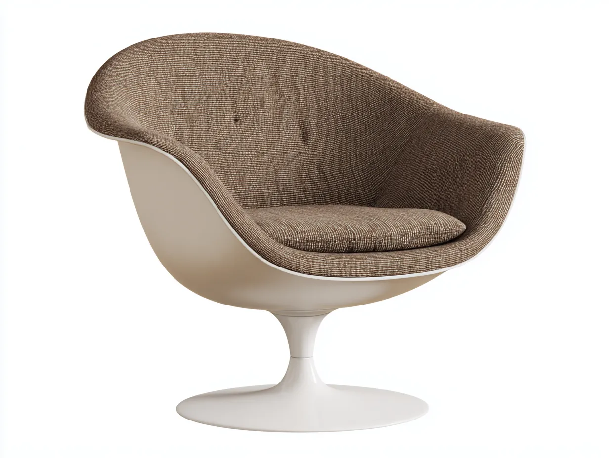 Silla envolvente 81x78x80 cm - marrón y blanco - pedestal central para salón-Lorironest