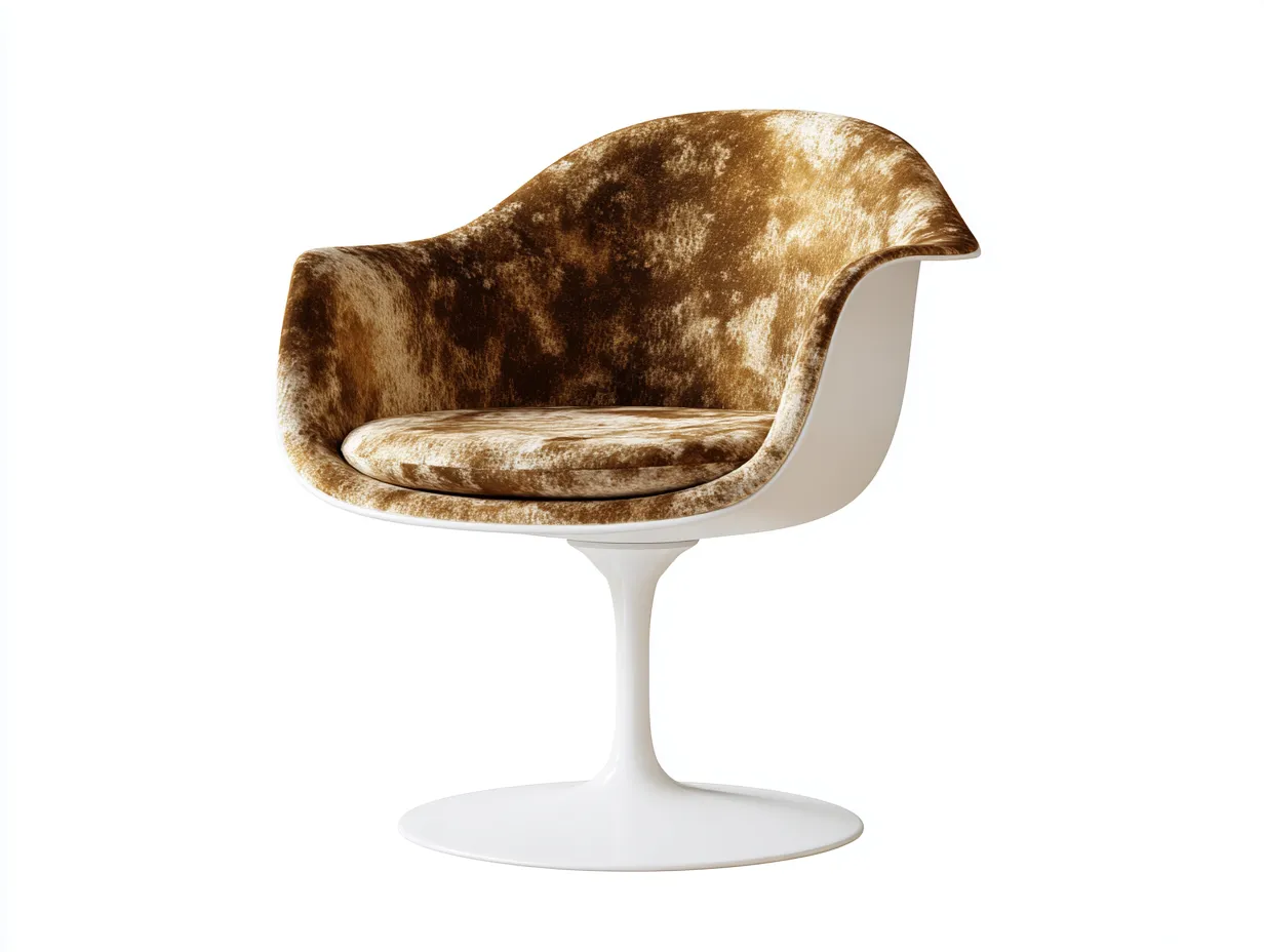 Silla de terciopelo jaspeado 76x74x81 cm - oro envejecido y blanco - asiento giratorio para salón-Lorironest