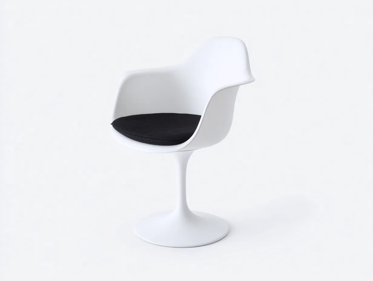Silla de plástico tapizada 71x68x80 cm - negro y blanco - diseño abierto para salón-Lorironest