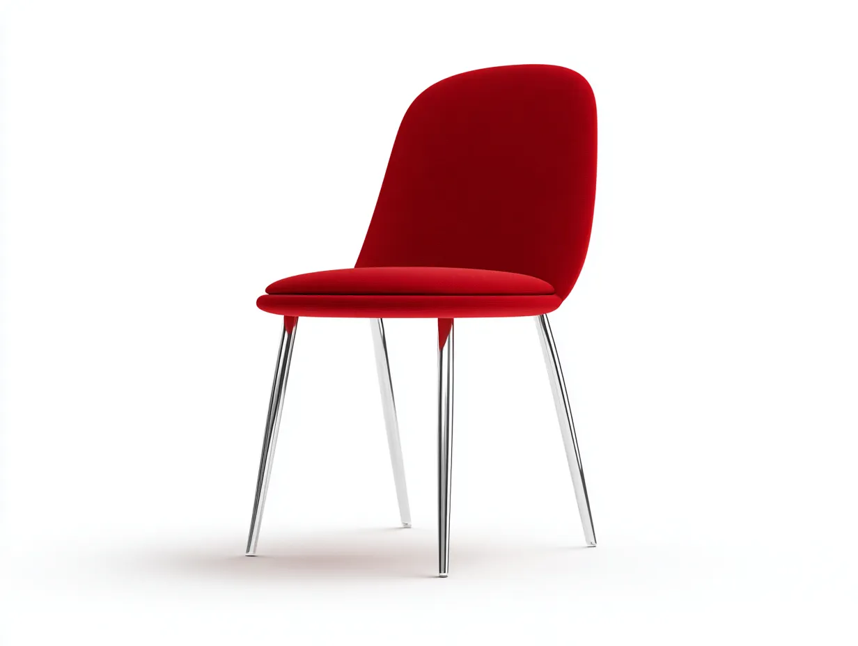 Silla de Comedor metal cromado tapizada rojo 48x50x83 cm - rojo y cromo - terraza exterior estilo moderno-Lorironest