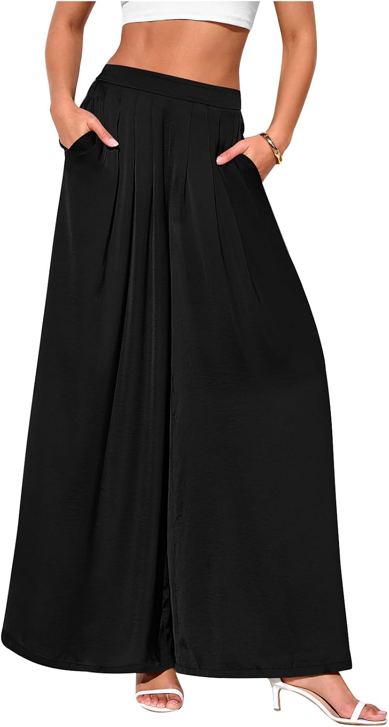 Loose Fit Wide Leg Pants Woman High Waisted Flowy Comfy Palazzo Pants for Women Work Trousers Spring Fashion