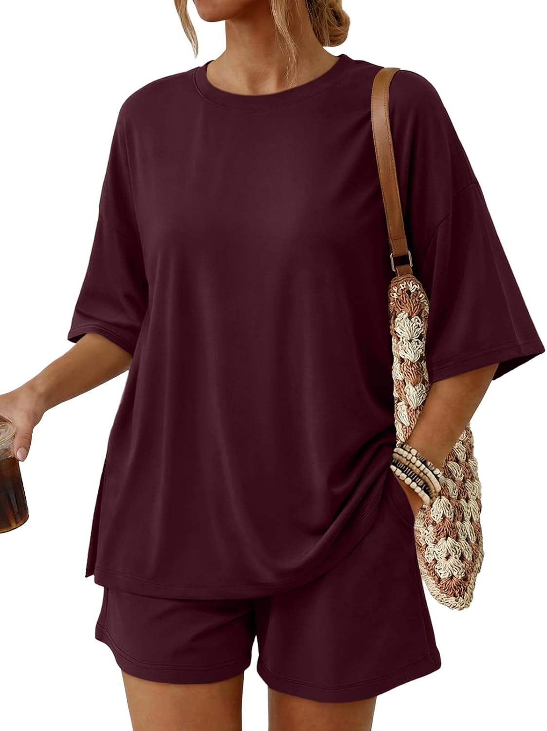 2 Piece Summer Set Oversized Top & Loose Fit Shorts with Pockets