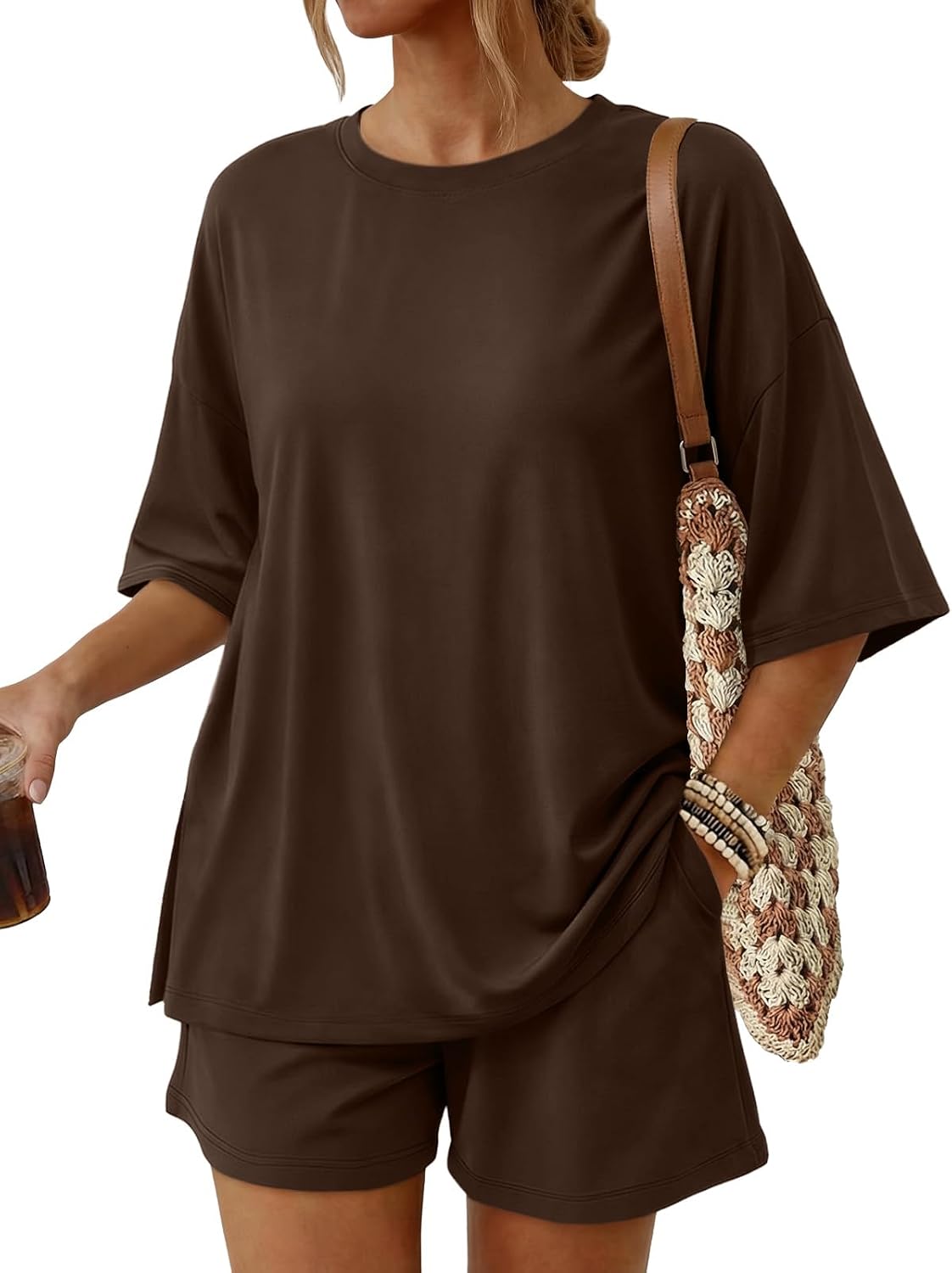 2 Piece Summer Set Oversized Top & Loose Fit Shorts with Pockets