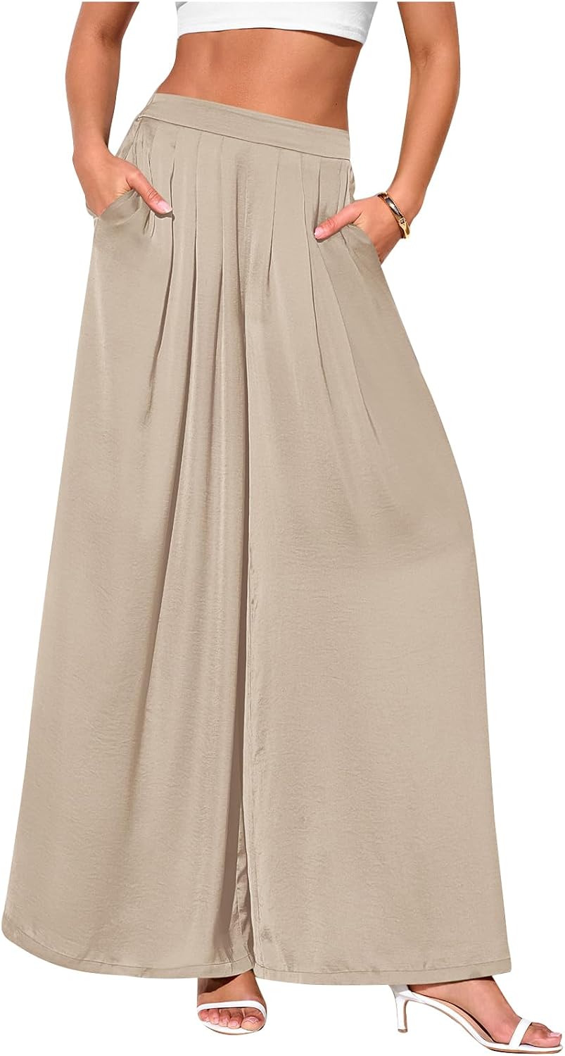 Loose Fit Wide Leg Pants Woman High Waisted Flowy Comfy Palazzo Pants for Women Work Trousers Spring Fashion