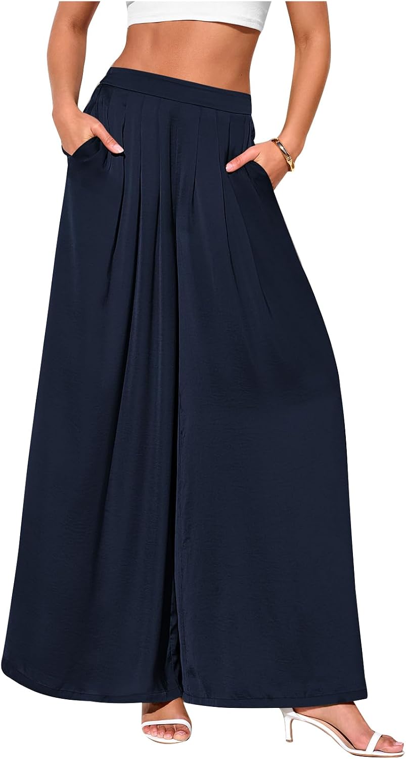 Loose Fit Wide Leg Pants Woman High Waisted Flowy Comfy Palazzo Pants for Women Work Trousers Spring Fashion