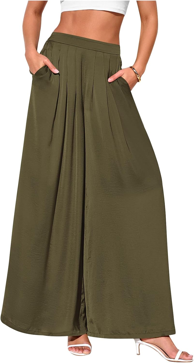 Loose Fit Wide Leg Pants Woman High Waisted Flowy Comfy Palazzo Pants for Women Work Trousers Spring Fashion