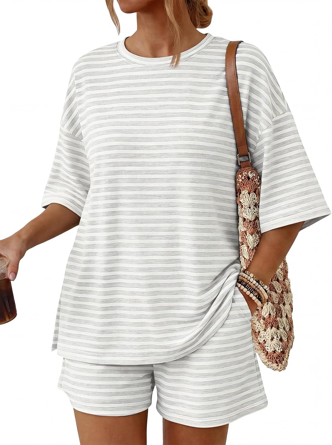 2 Piece Summer Set Oversized Top & Loose Fit Shorts with Pockets