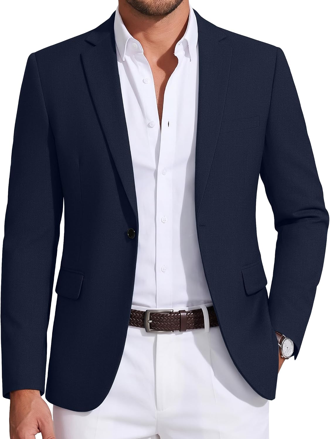 Mens Sport Coat Casual Blazer One Button Business Suit Jacket