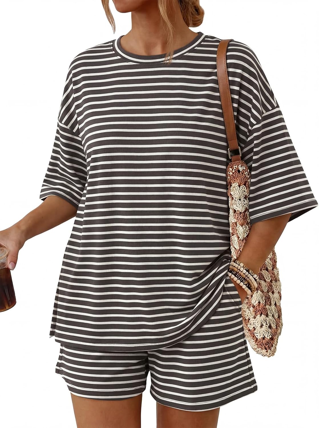2 Piece Summer Set Oversized Top & Loose Fit Shorts with Pockets