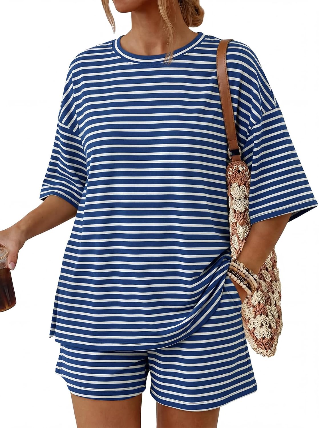 2 Piece Summer Set Oversized Top & Loose Fit Shorts with Pockets