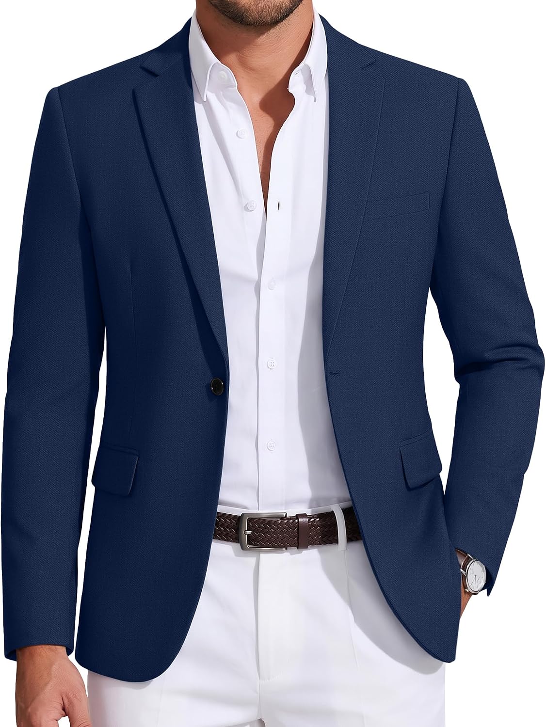 Mens Sport Coat Casual Blazer One Button Business Suit Jacket