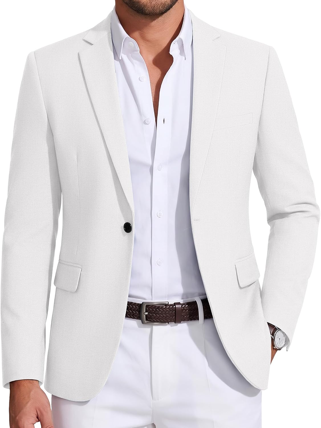 Mens Sport Coat Casual Blazer One Button Business Suit Jacket