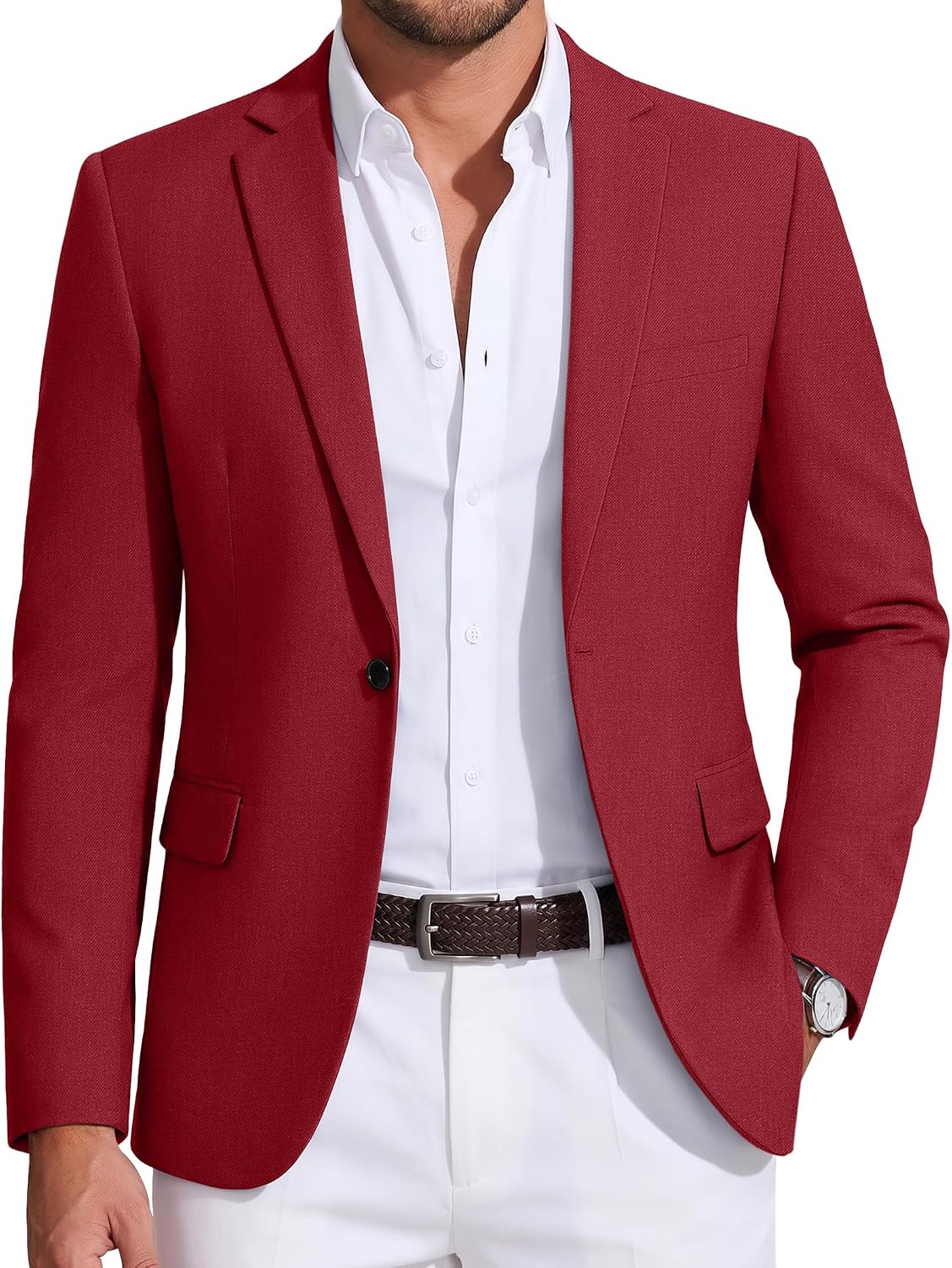Mens Sport Coat Casual Blazer One Button Business Suit Jacket