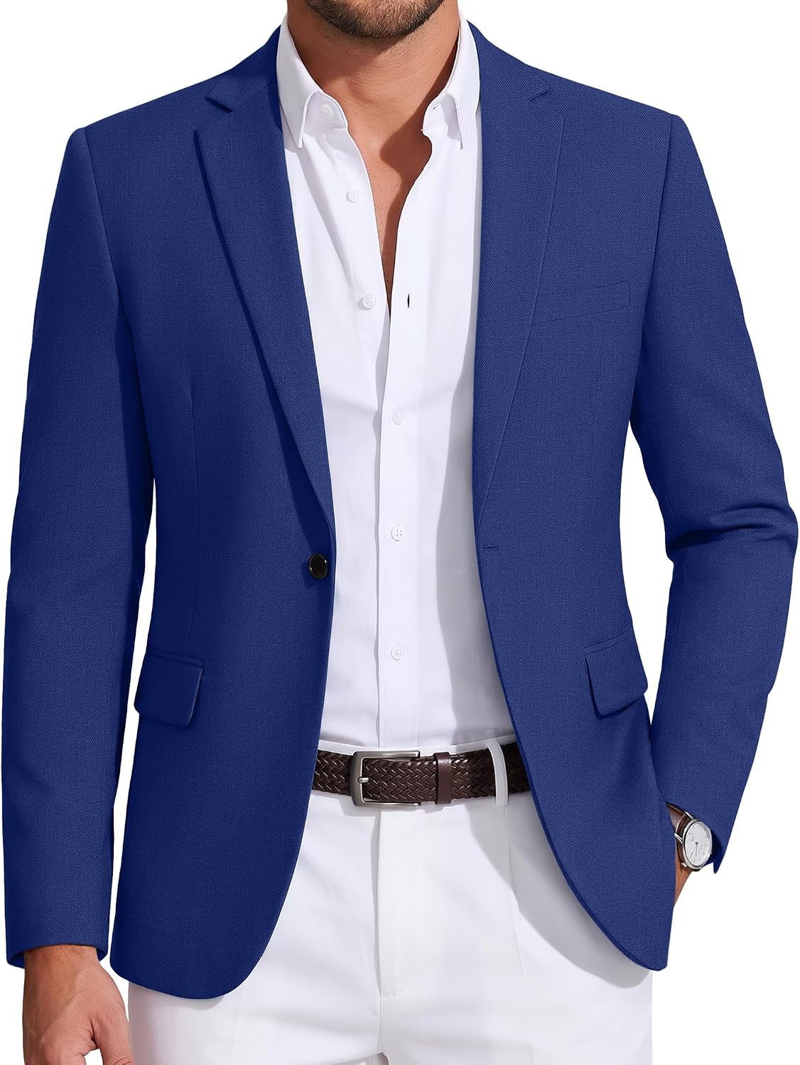 Mens Sport Coat Casual Blazer One Button Business Suit Jacket