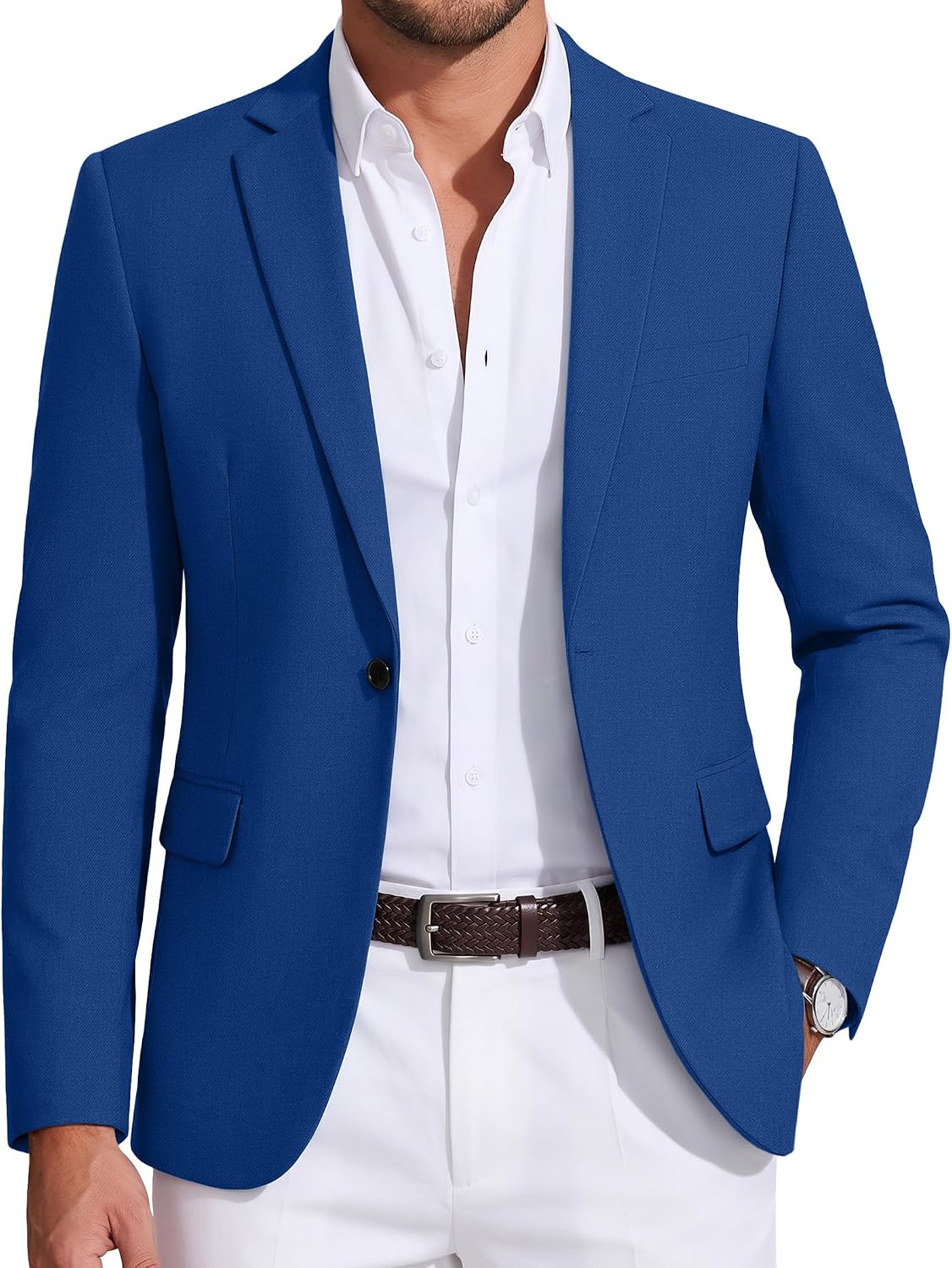 Mens Sport Coat Casual Blazer One Button Business Suit Jacket