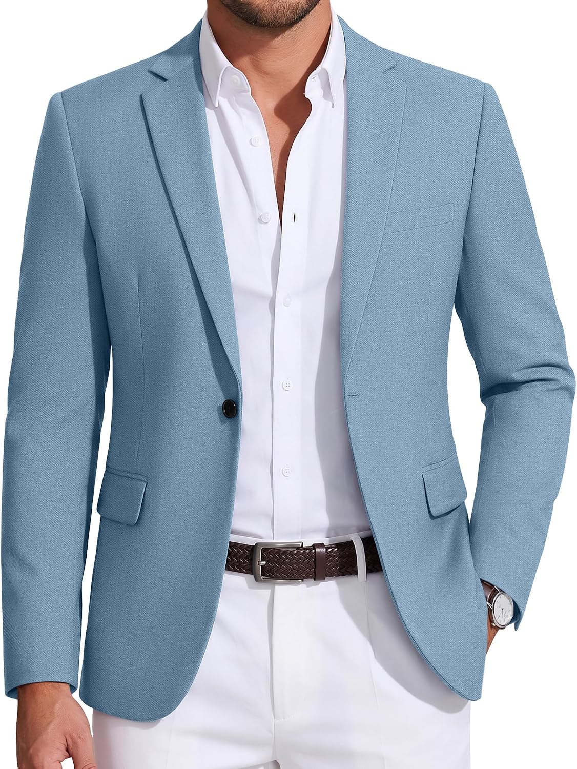 Mens Sport Coat Casual Blazer One Button Business Suit Jacket