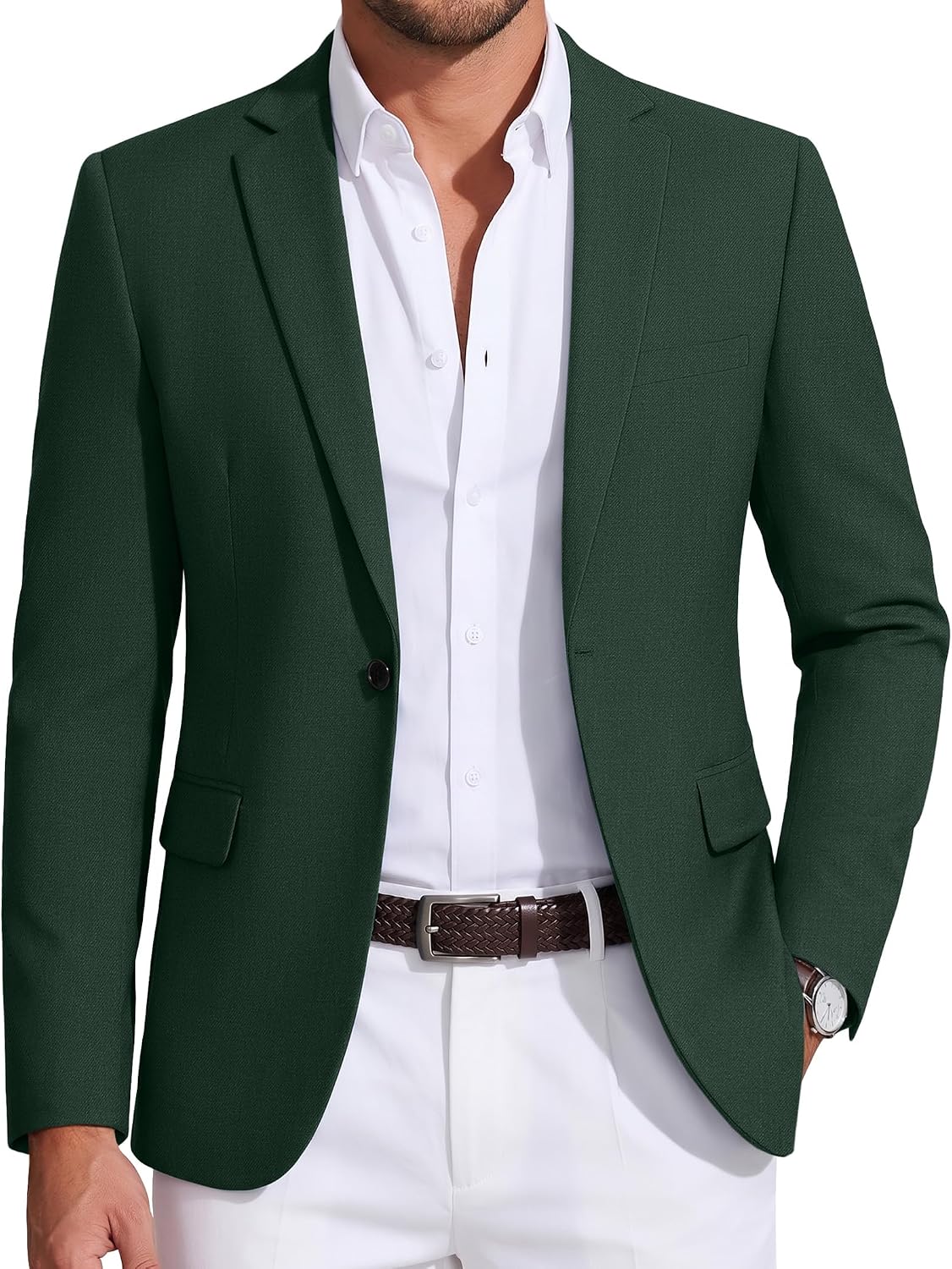 Mens Sport Coat Casual Blazer One Button Business Suit Jacket