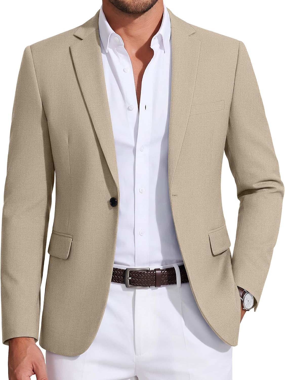 Mens Sport Coat Casual Blazer One Button Business Suit Jacket