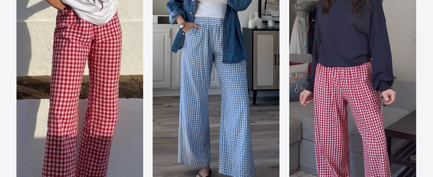 ANRABESS Womens Wide Leg Lightweight High Waisted Travel Home Holiday Casual ComfyPants