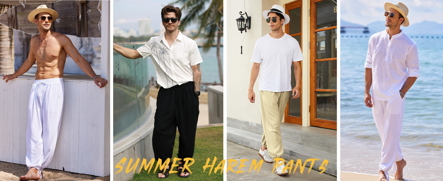 MENS LINEN SUMMER BEACH PANTS