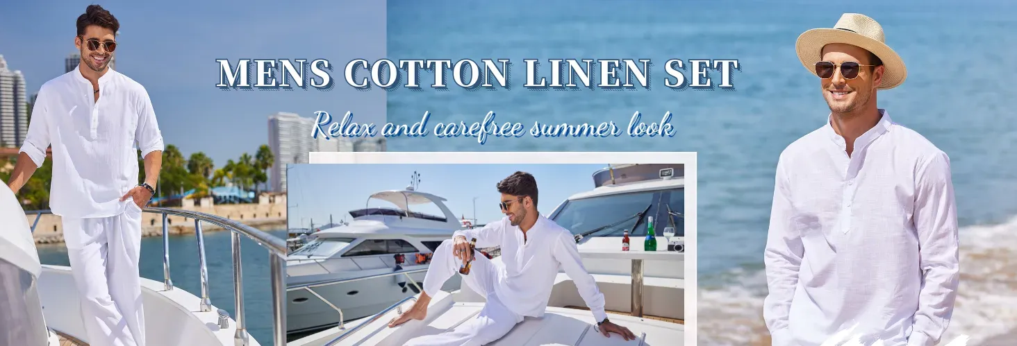 men&amp;#39;s 2 piece linen sets