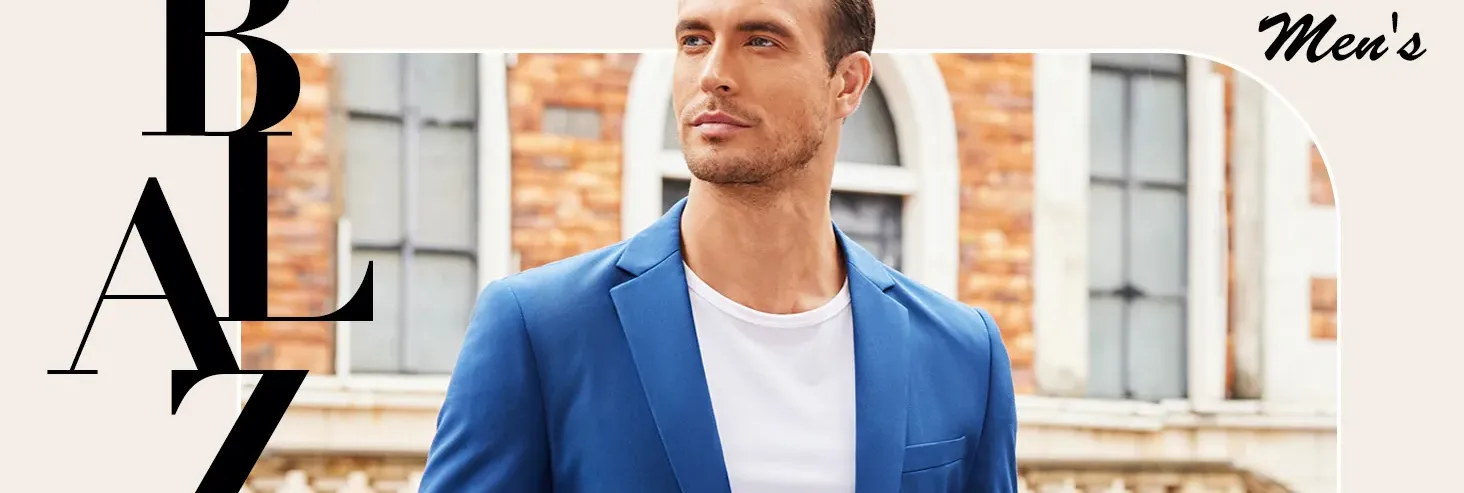 Mens Slim Fit Casual One Button Blazer Jacket