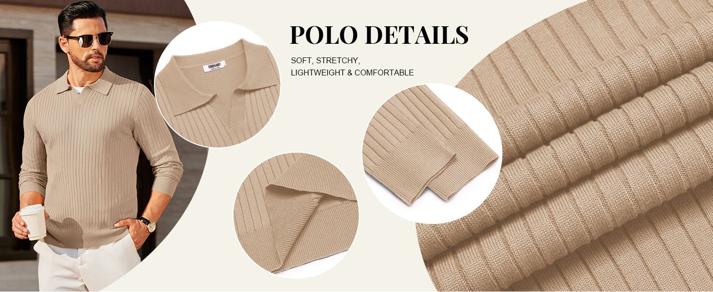 Mens knit polo Long Sleeve Casual Sweater