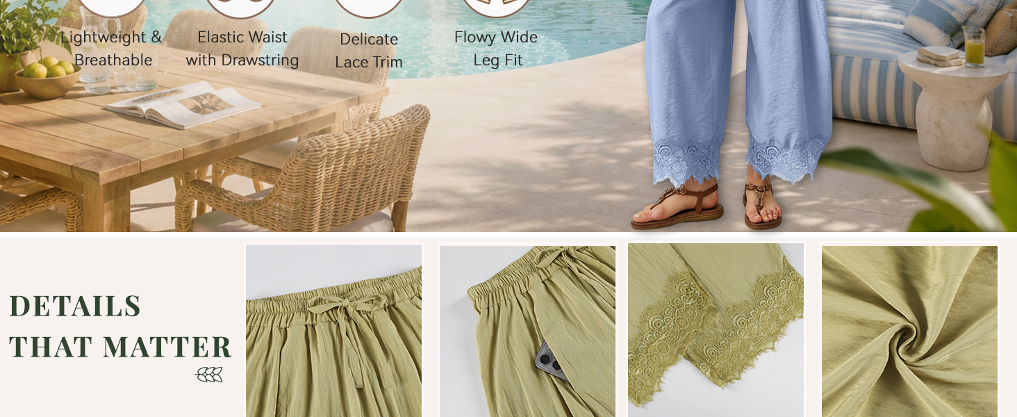 Cropped Lace Hem Pants