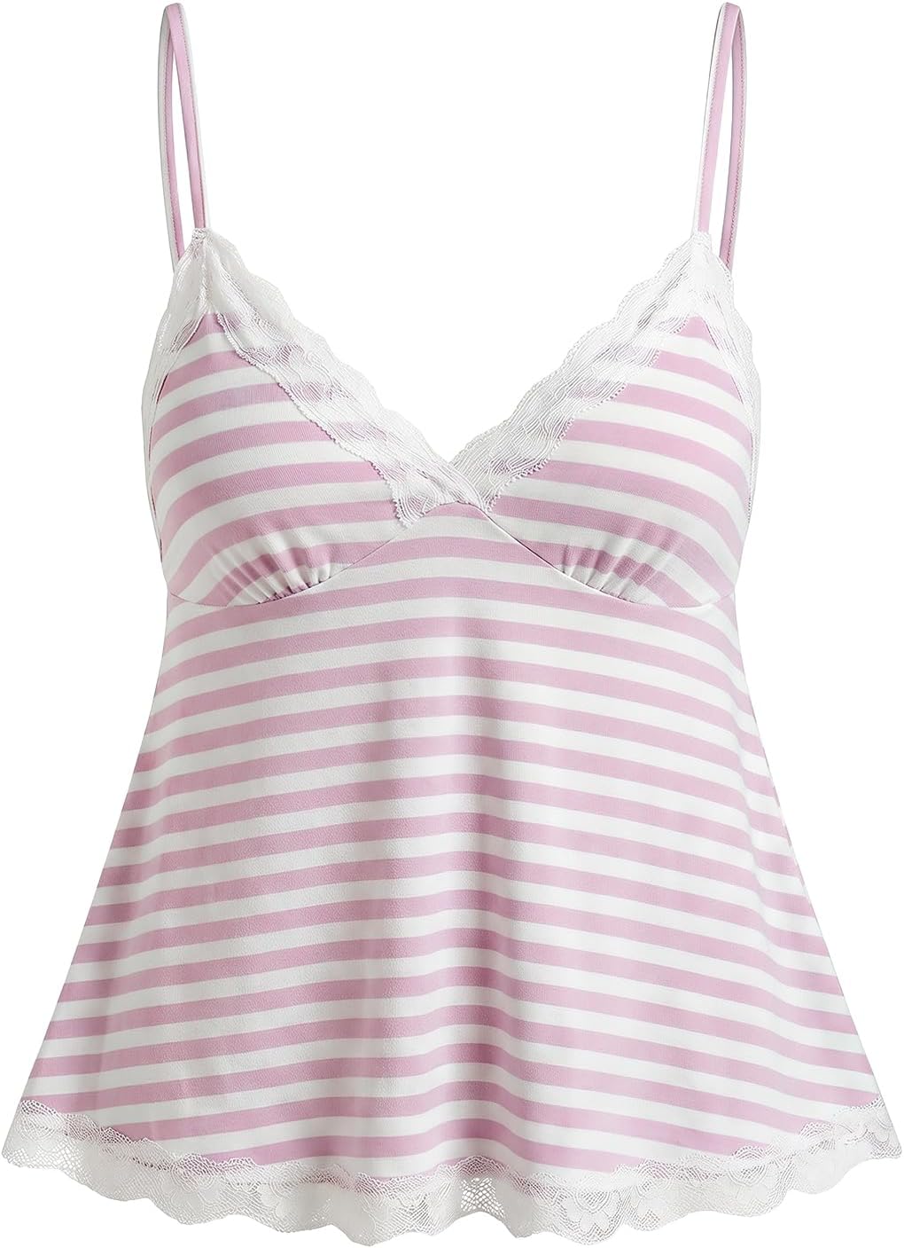 Womens Y2K Lace Cami Sleeveless Striped Spaghetti Strap Camisole Gothic Babydoll Tops