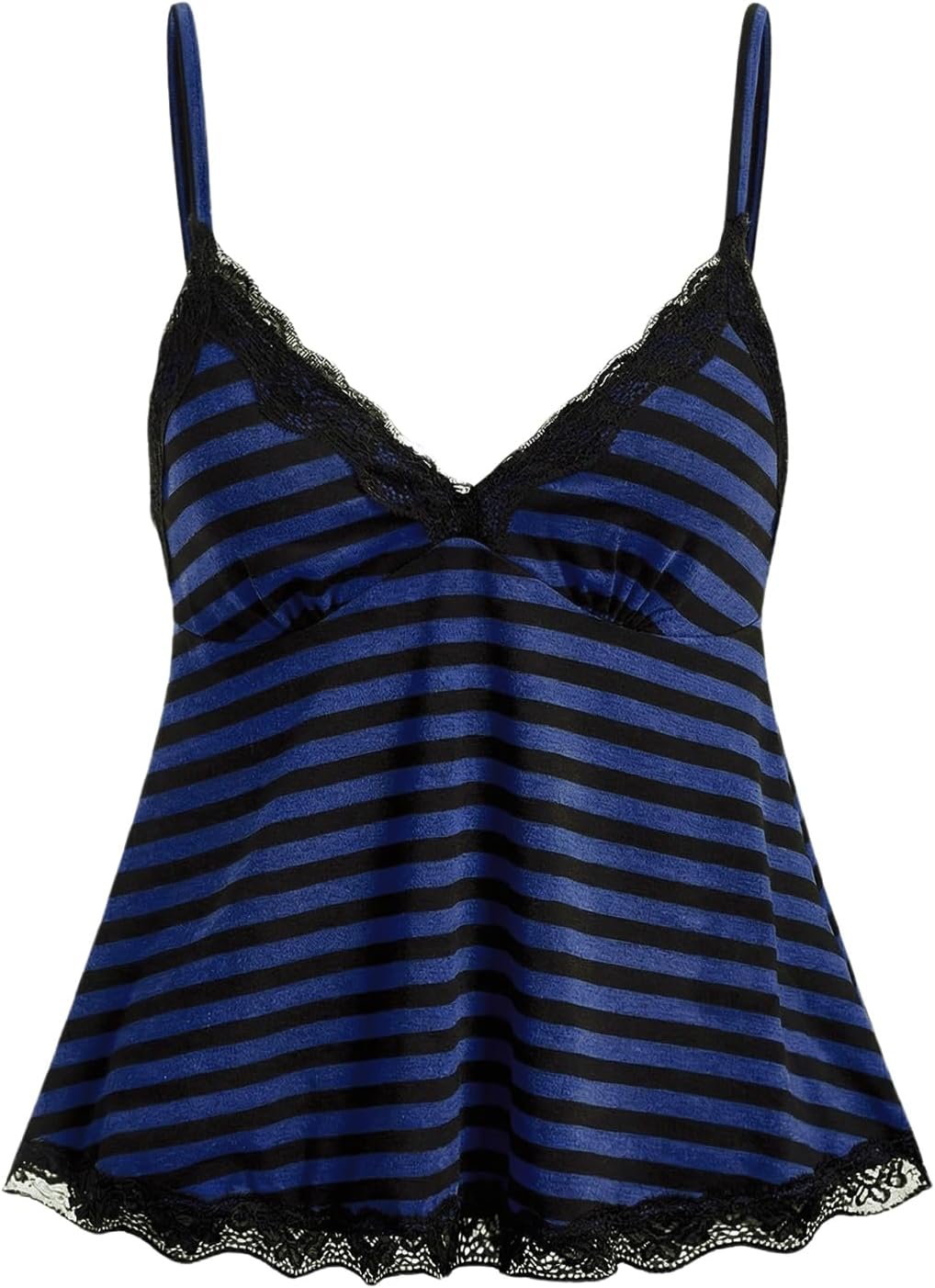 Womens Y2K Lace Cami Sleeveless Striped Spaghetti Strap Camisole Gothic Babydoll Tops