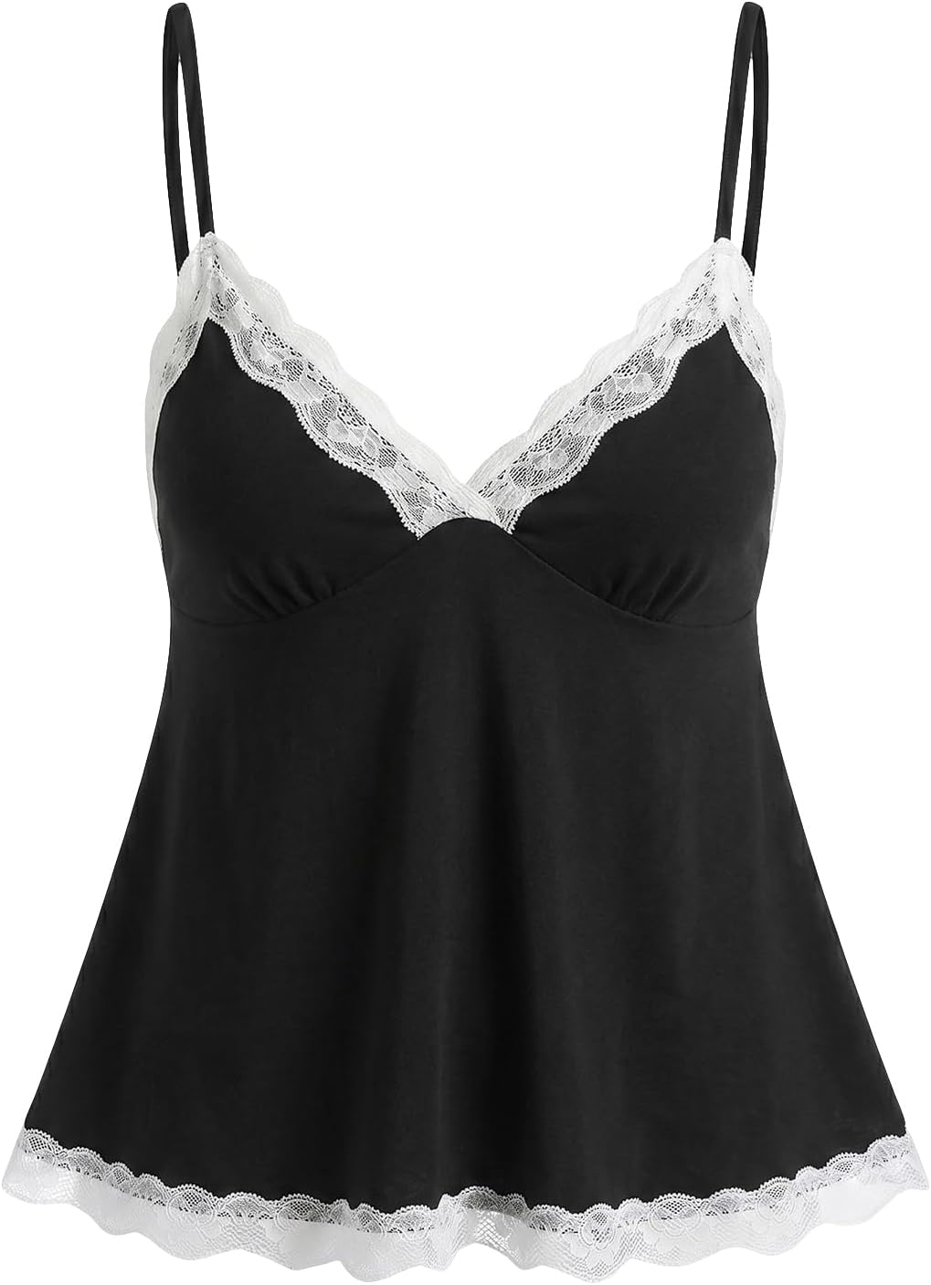 Womens Y2K Lace Cami Sleeveless Striped Spaghetti Strap Camisole Gothic Babydoll Tops