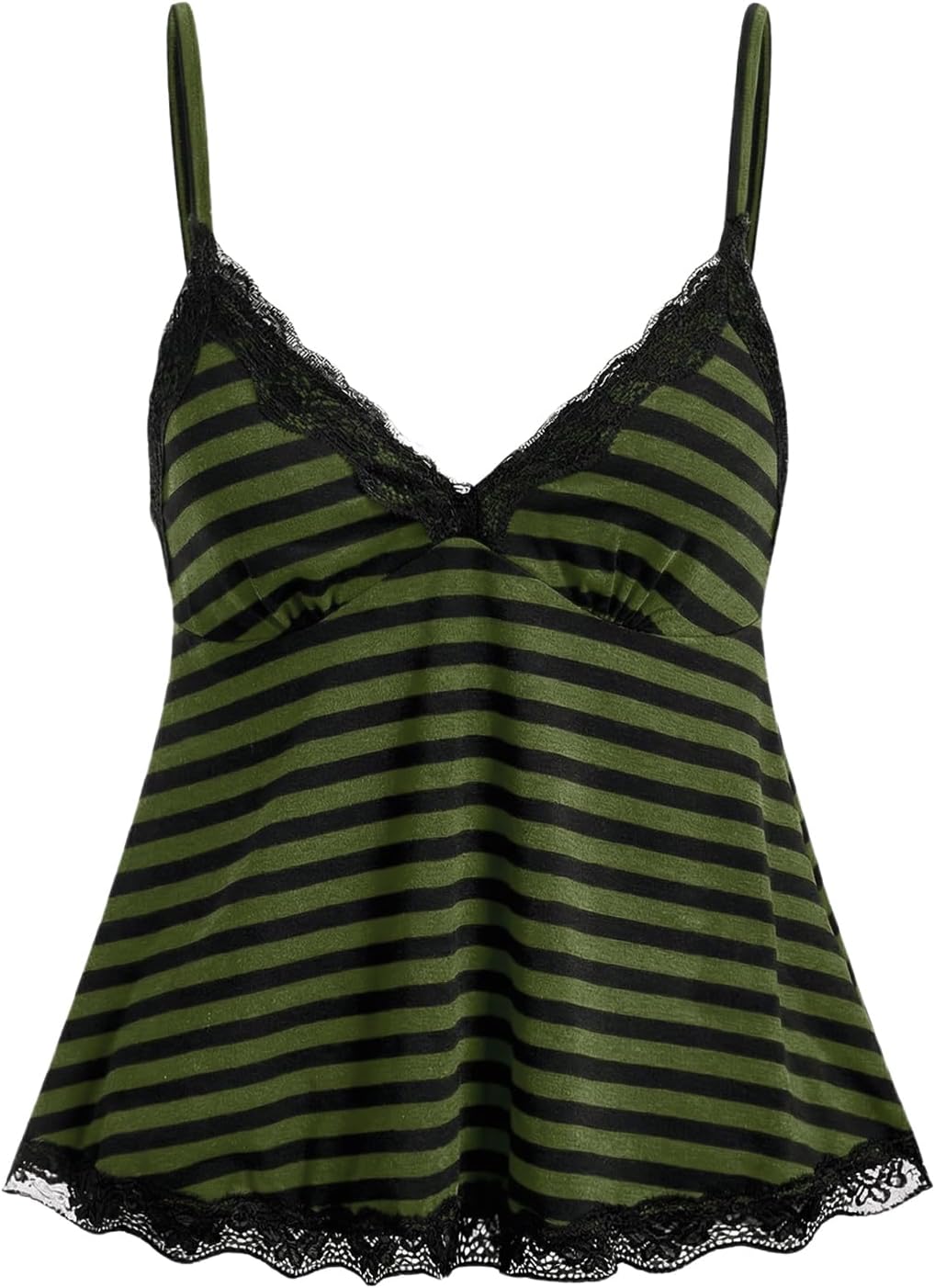 Womens Y2K Lace Cami Sleeveless Striped Spaghetti Strap Camisole Gothic Babydoll Tops