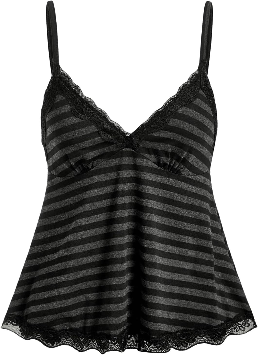 Womens Y2K Lace Cami Sleeveless Striped Spaghetti Strap Camisole Gothic Babydoll Tops