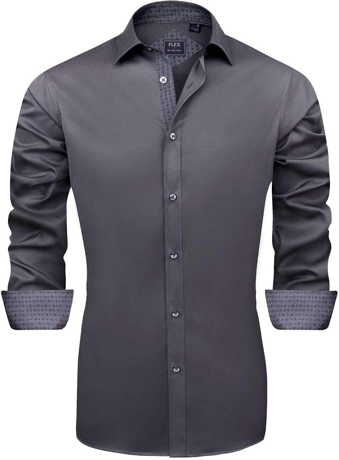 Men's Casual Long Sleeve Stretch Dress Shirt Wrinkle-Free Regular Fit Button Down Shirts