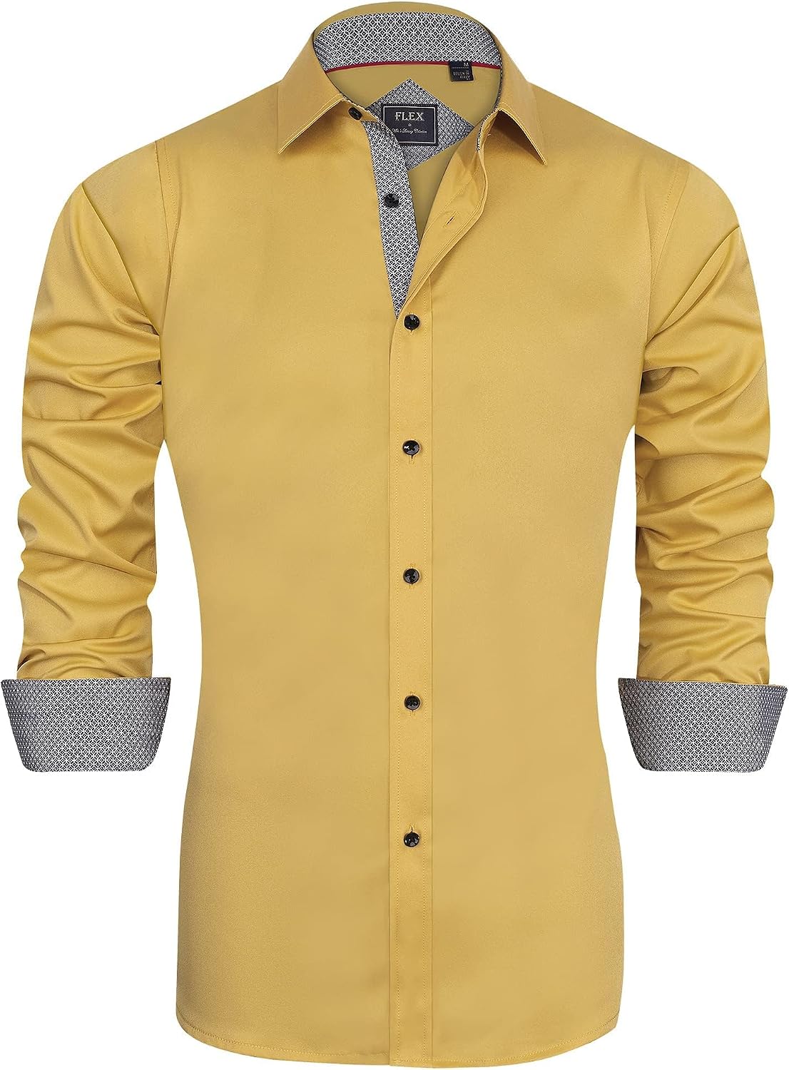 Men's Casual Long Sleeve Stretch Dress Shirt Wrinkle-Free Regular Fit Button Down Shirts