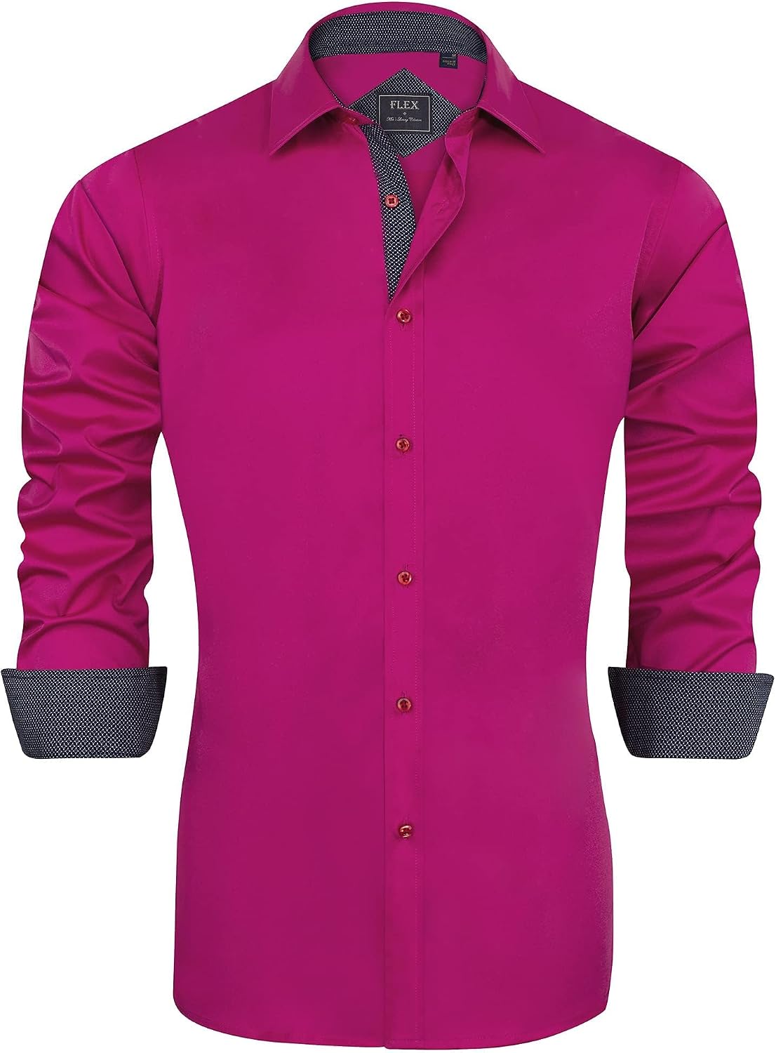 Men's Casual Long Sleeve Stretch Dress Shirt Wrinkle-Free Regular Fit Button Down Shirts