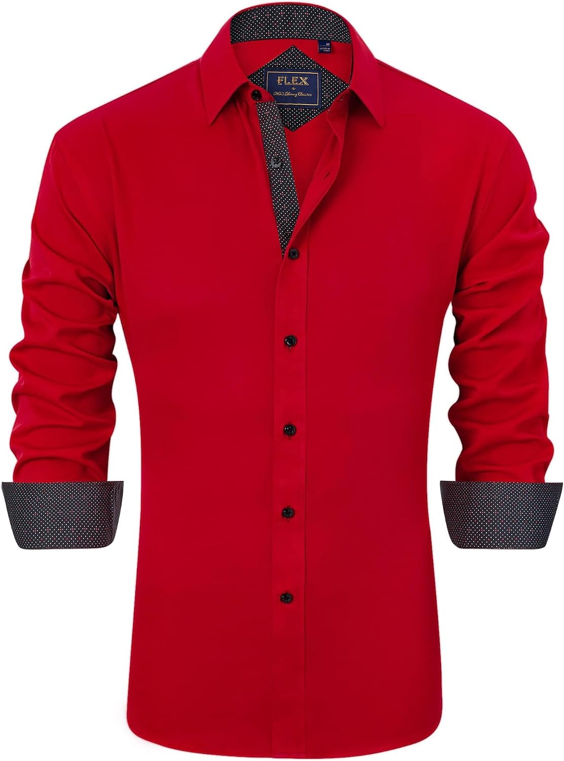 Men's Casual Long Sleeve Stretch Dress Shirt Wrinkle-Free Regular Fit Button Down Shirts