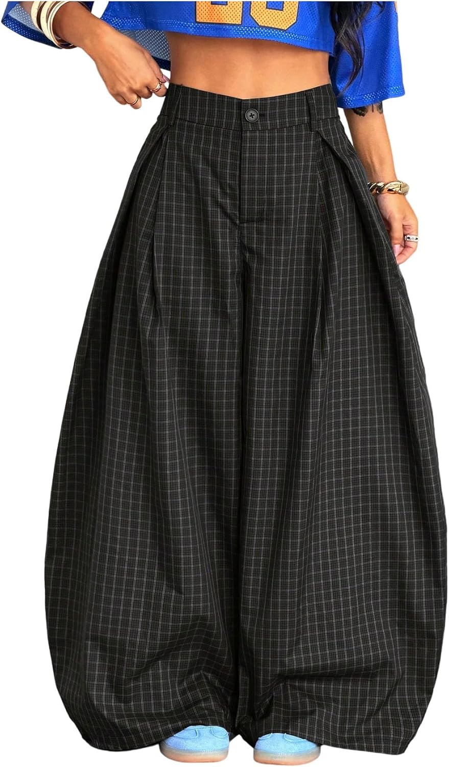 Women's Barrel Pleated Oversized Wide Leg Cargo Pants | Low Rise Baggy Fit, Business Casual Outfits, Spring Fall, Drop Waist Trousers