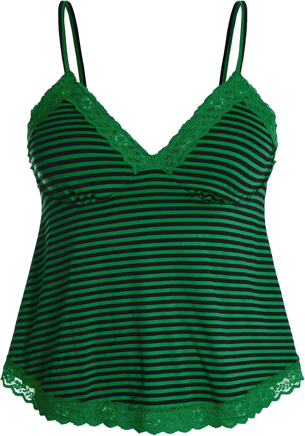 Womens Y2K Lace Cami Sleeveless Striped Spaghetti Strap Camisole Gothic Babydoll Tops