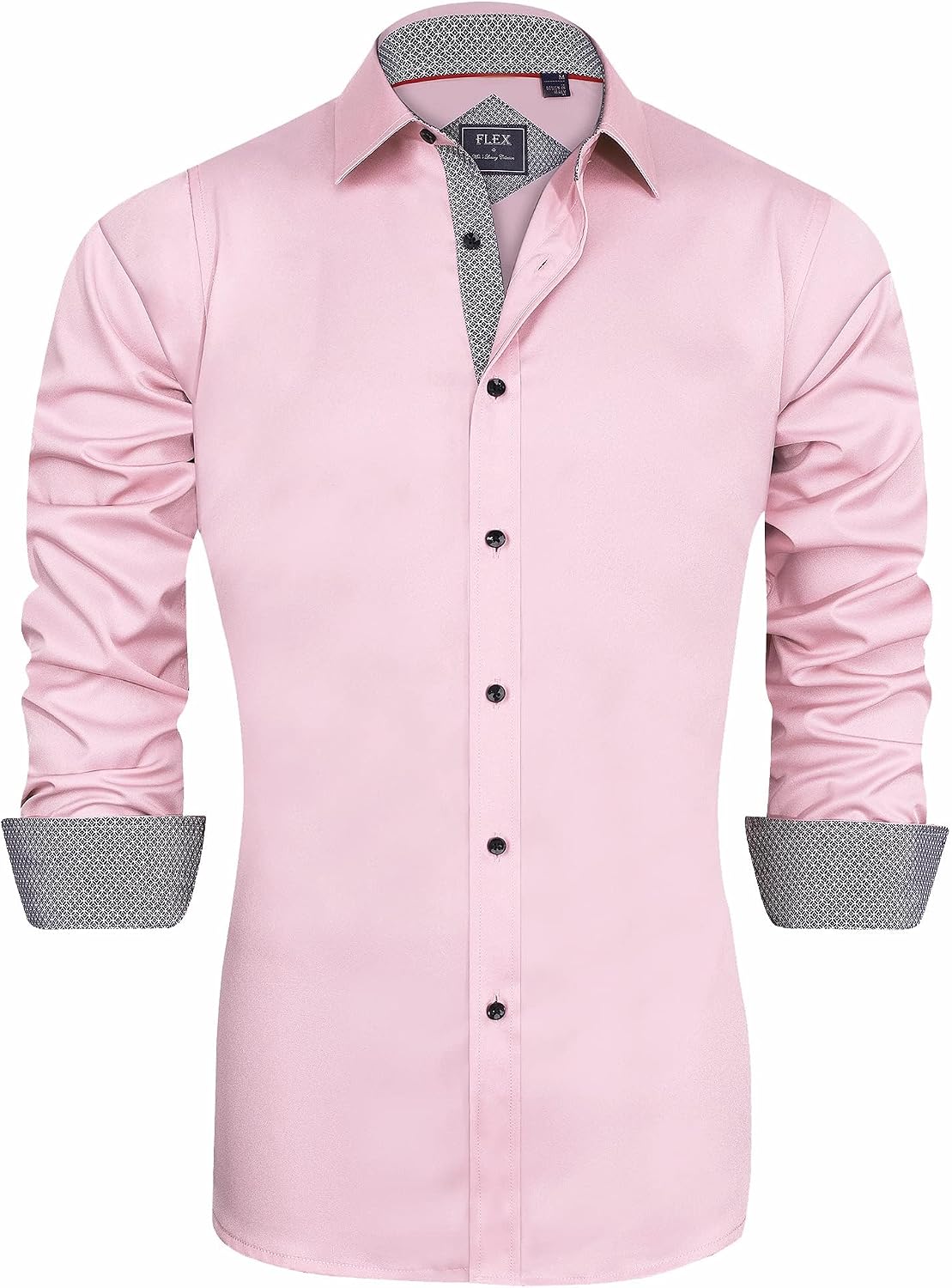 Men's Casual Long Sleeve Stretch Dress Shirt Wrinkle-Free Regular Fit Button Down Shirts
