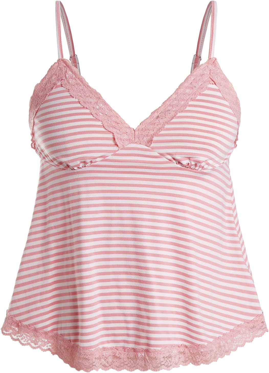 Womens Y2K Lace Cami Sleeveless Striped Spaghetti Strap Camisole Gothic Babydoll Tops