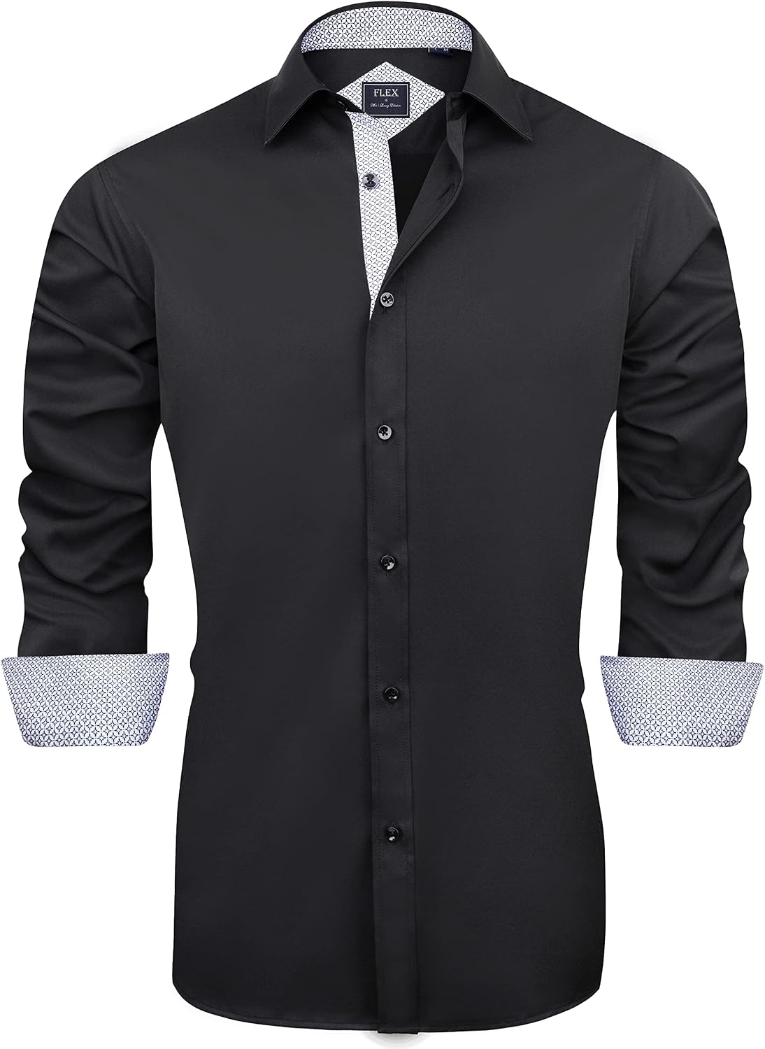 Men's Casual Long Sleeve Stretch Dress Shirt Wrinkle-Free Regular Fit Button Down Shirts